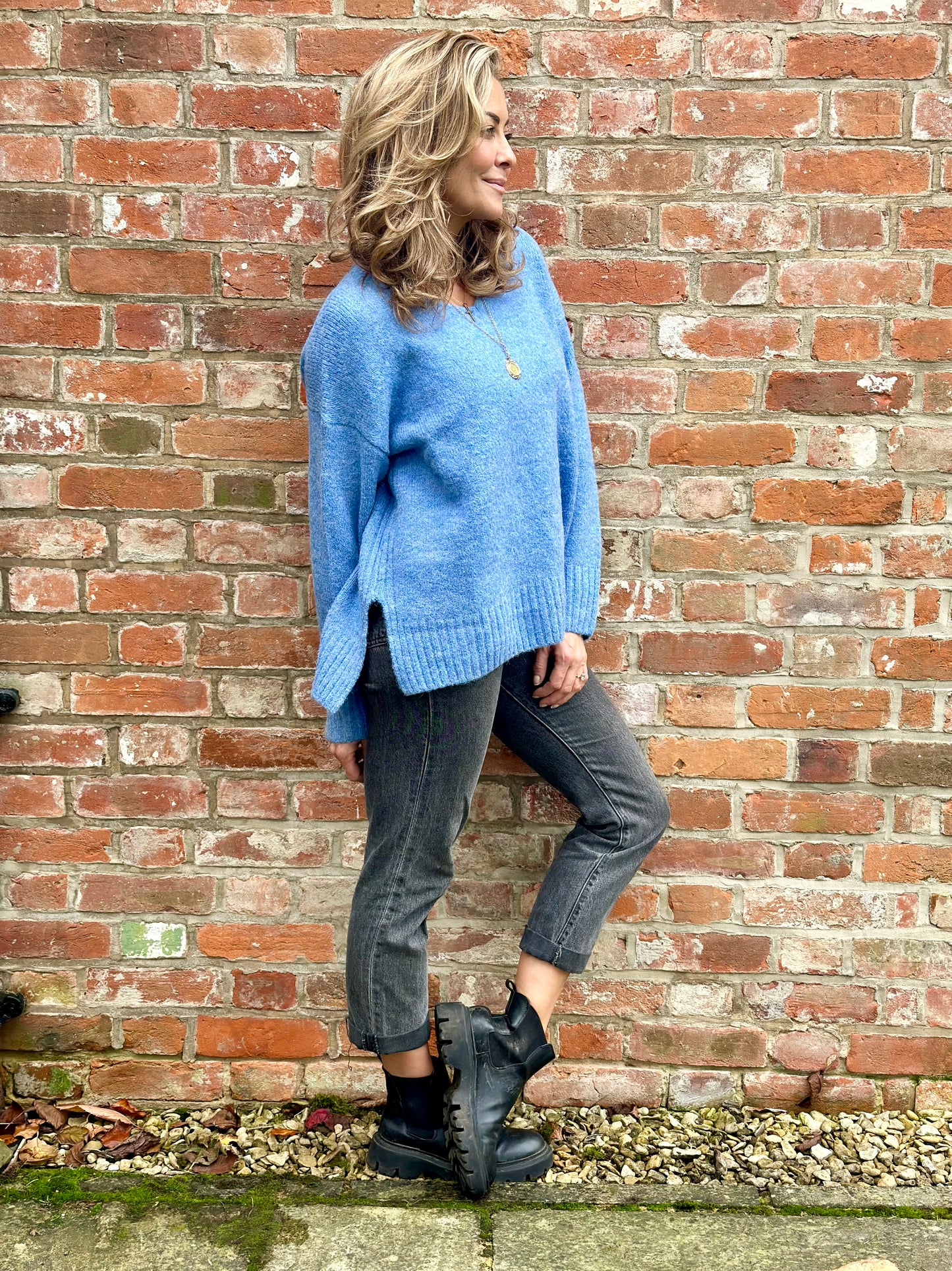 Baby Blue V-neck Knit