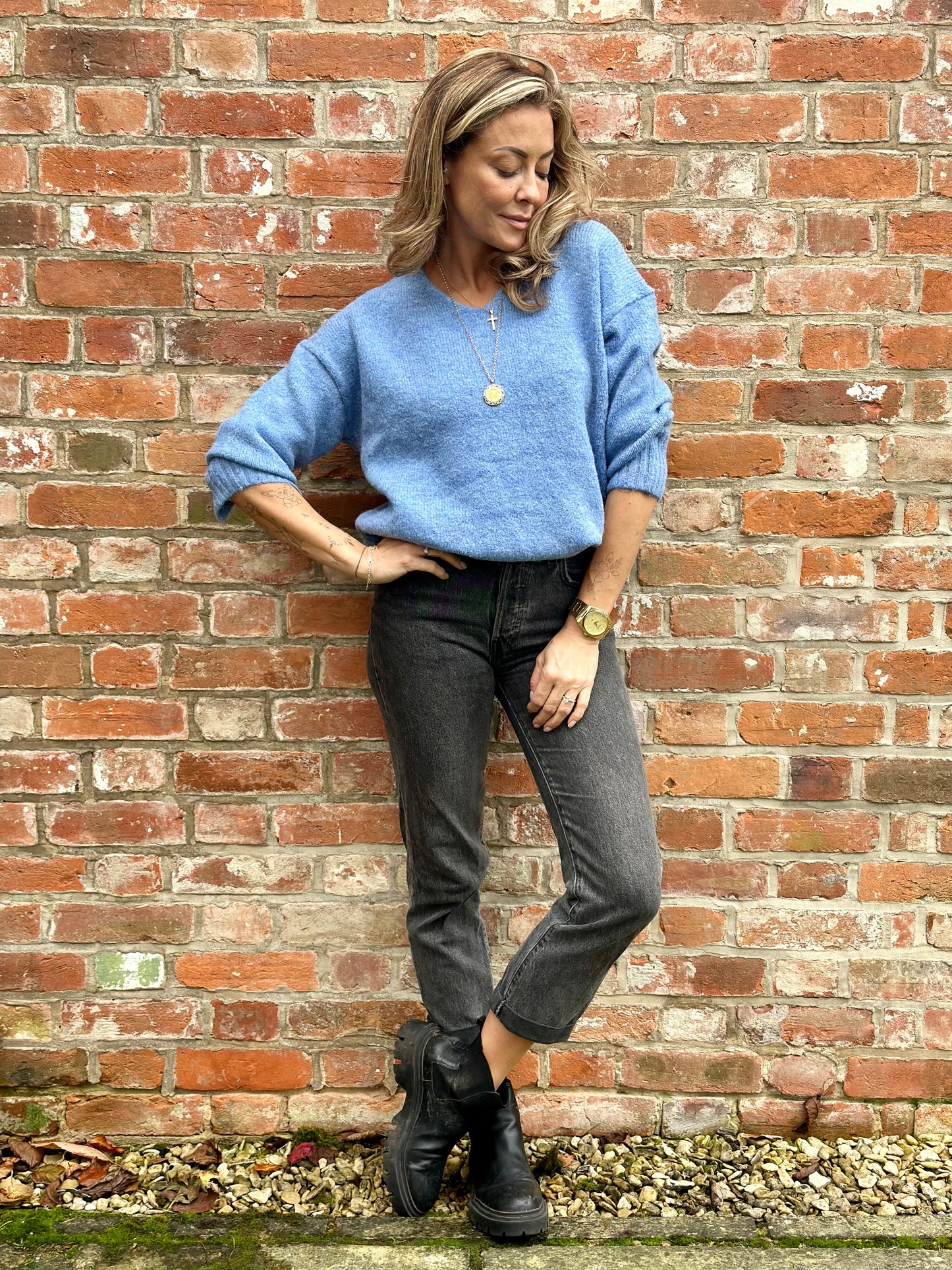 Baby Blue V-neck Knit