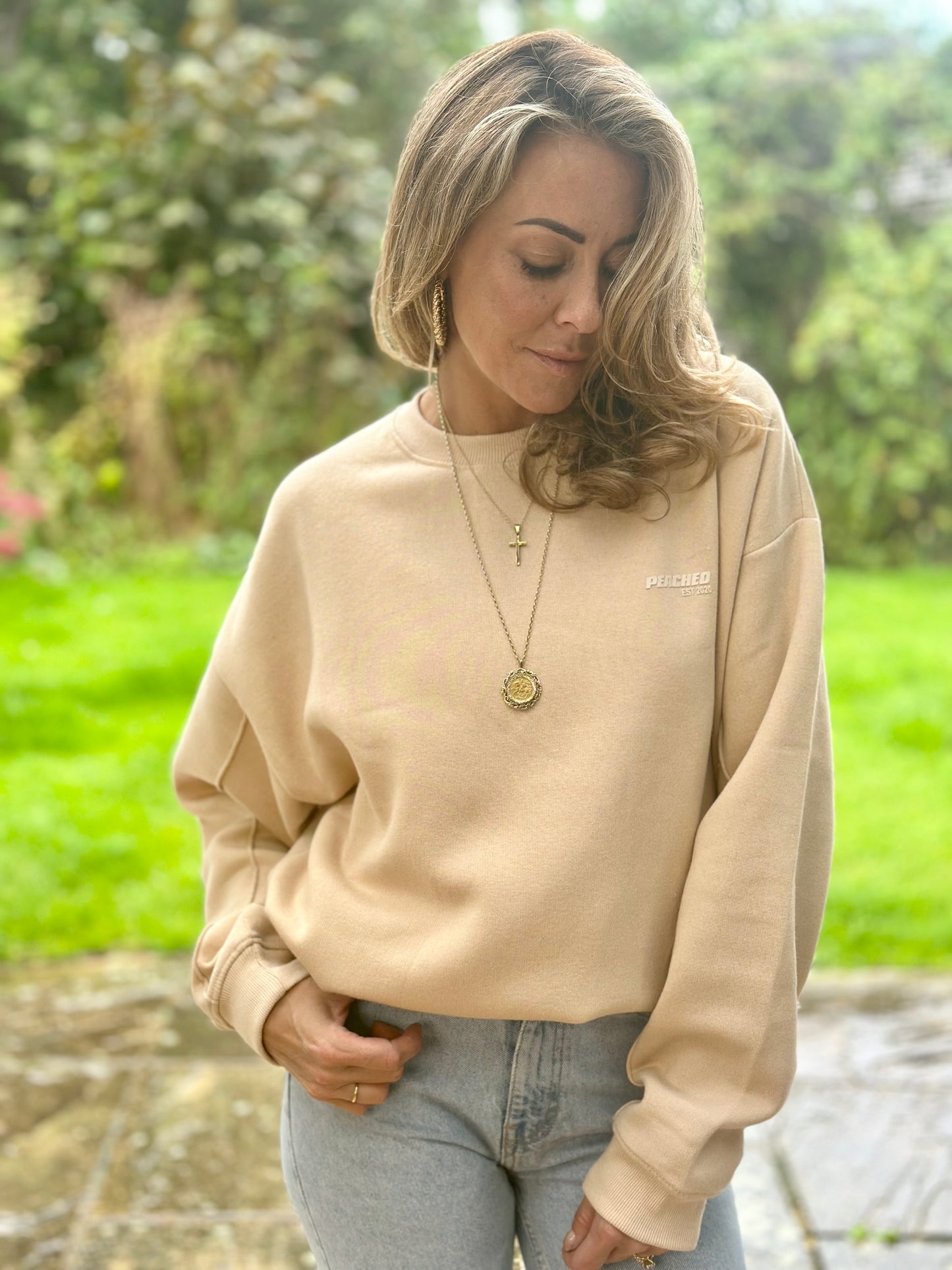 PEACHED Crew Sweater STONE