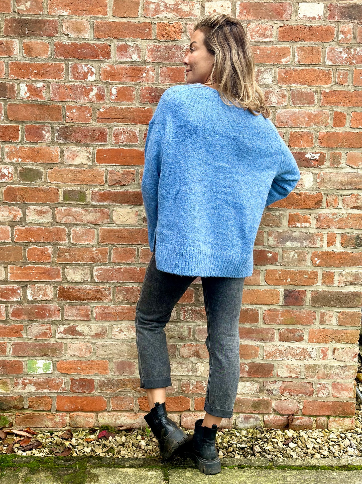 Baby Blue V-neck Knit