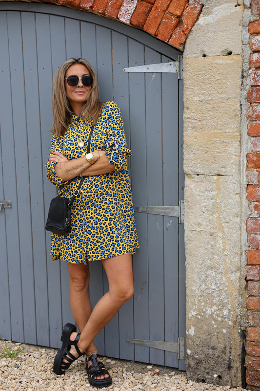 Animal Print Shirt Dress