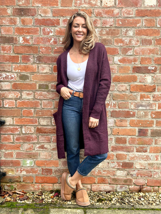 Burgundy Long Cardigan