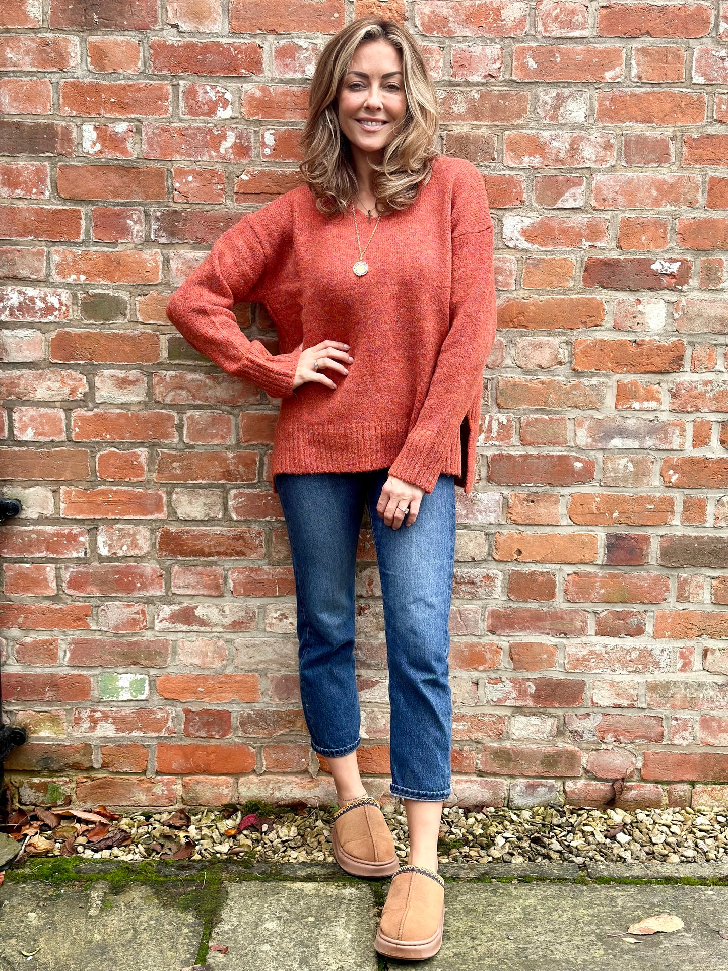 Rust V-neck Knit