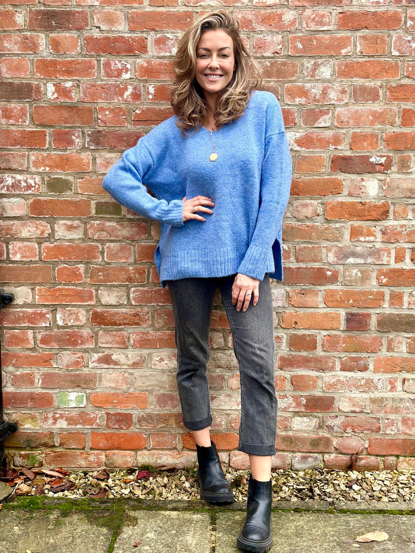 Baby Blue V-neck Knit